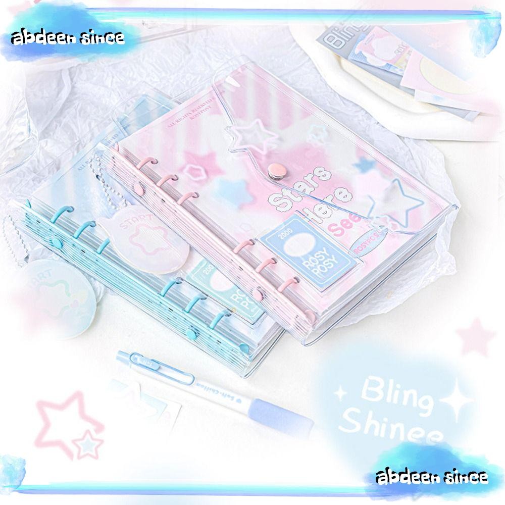 สมุดบันทึก เอโบเดนซิน สมุดไดอารี่ พีวีซี ใบหลวม สมุดกําหนดการปกดาว 6 แหวนแบบพกพา อุปกรณ์การเรียนสํานักงาน