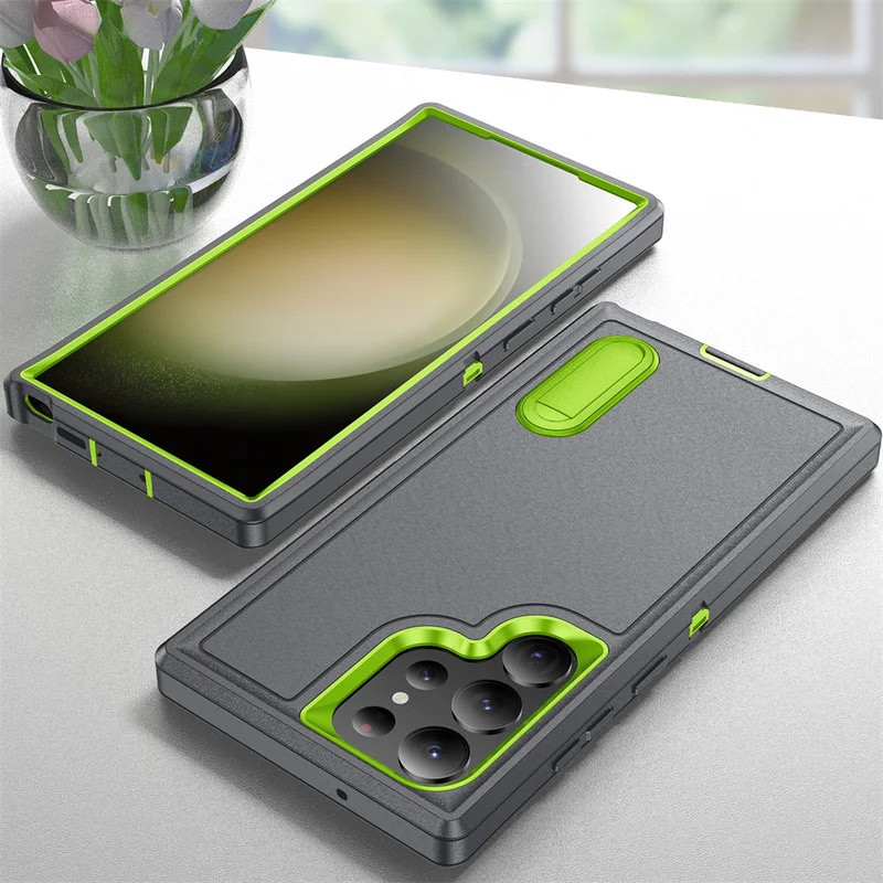 เคสโทรศัพท์เกราะกันกระแทกทหาร ขาตั้งที่มองไม่เห็น สำหรับ Samsung Galaxy S25 Ultra S24 S23 S22 Ultra Plus S23FE 360 °   ปกหลังแข็งแบบไฮบริดเคลือบด้านป้องกันเต็มรูปแบบ - รูปที่ 5