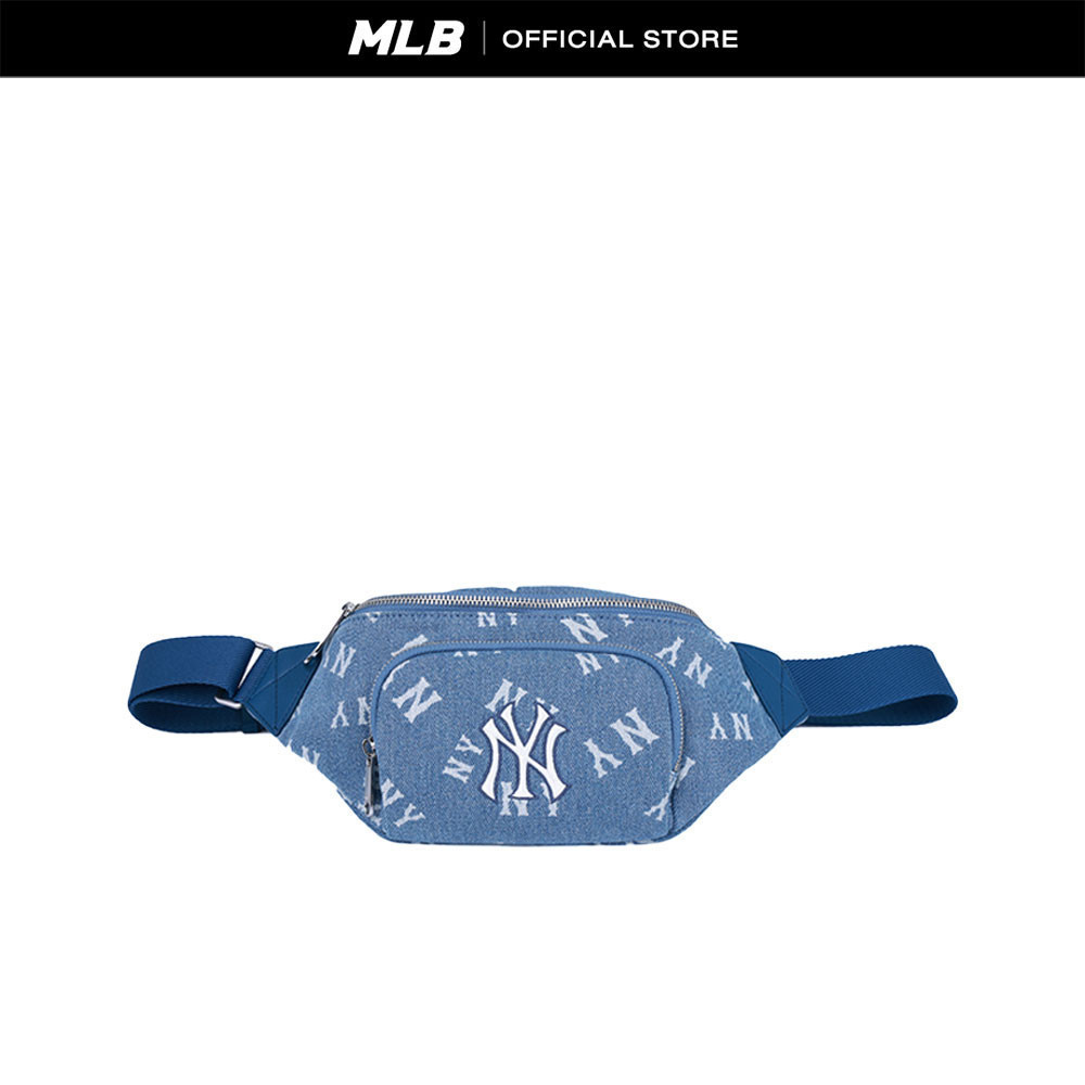 MLB กระเป๋าคาดเอว ยูนิเซ็กส์ Denim Random Monogram รุ่น 3AHSM034N 50INS สีน้ำเงิน