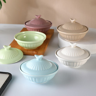 !พร้อมส่ง ถ้วยตุ๋นเซรามิก ถ้วยคัพเค้กมีฝาปิด สำหรับนึ่งขนม