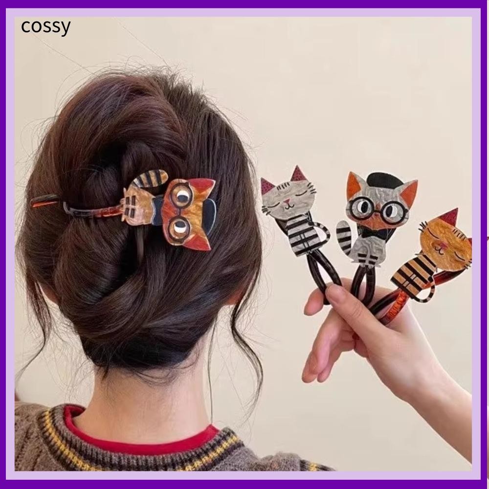 Cossy Twist กิ๊บติดผม, อุปกรณ์เสริมผมการ์ตูนแมว Barrette Hairpin, น่ารักแต่งหน้าเครื่องมือสาว Headwear ยาวผู้ถือผมผู้หญิงของขวัญ