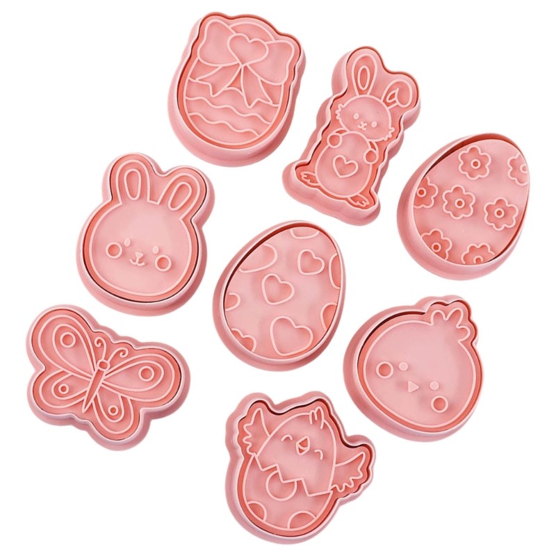 Be> 8 ชิ้นอีสเตอร์คุกกี้แม่พิมพ์การ์ตูนกระต่าย Chick Fondant Embosser ปลอดภัยขนมเบเกอรี่เครื่องมือวั