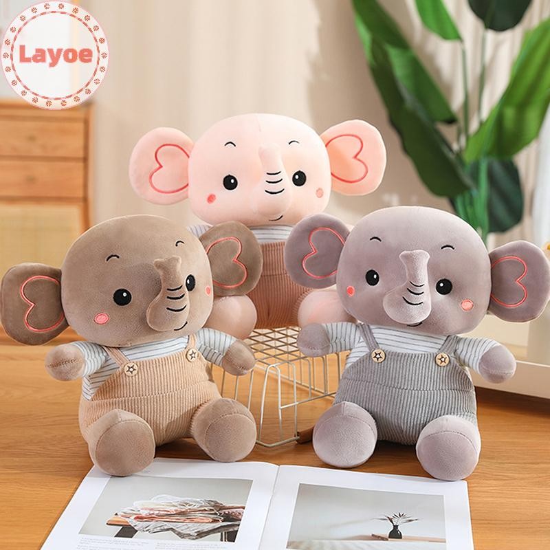 Layoe การ์ตูนช้างตุ๊กตาน่ารักตุ๊กตาสัตว์ตุ๊กตานุ่มตุ๊กตาตกแต่งบ้านคว้าเครื่องตุ๊กตาโยนตุ๊กตาสําหรับของขวัญเด็ก TH