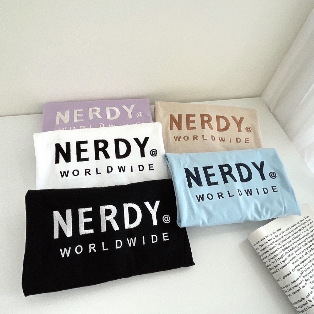 S247 เสื้อยืด oversize ผ้าคอตตอน ปัก nerdy