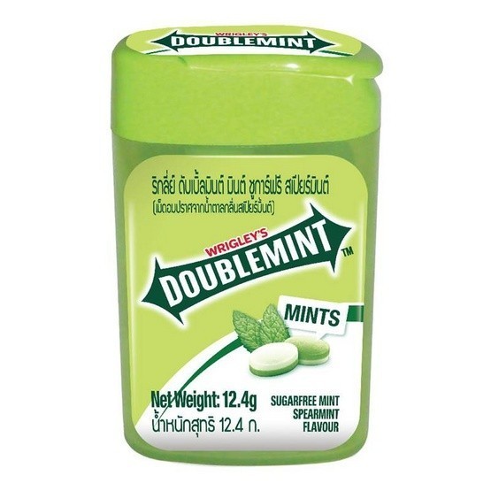 Wrigley's  ริกลี่ย์ ดับเบิ้ลมินต์ เม็ดอม ชูการ์ฟรี กลิ่นสเปียร์มินต์ เปปเปอร์มินต์