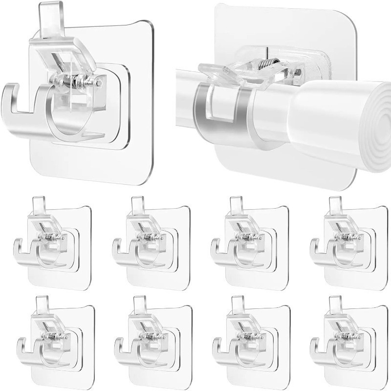 แนะนำ ผ้าม่าน 2/6/10 ชิ้น Self กาวผ้าม่าน Rod Brackets-เล็บฟรีปรับผู้ถือ Clamp Hooks-ห้องน้ําผ้าเช็ดตัวผู้ถือ Fixing แขวน Rack ราคาพิเศษ มีเก็บเงินปลายทาง