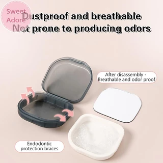 Sweetadore กล่องเก็บฟันปลอมผู้สูงอายุแบบพกพากล่องฟันปลอมที่มองไม่เห็นวงเล็บจัดฟัน Retainer กรณีฝาครอบกันฝุ่นคอนเทนเนอร์ TH