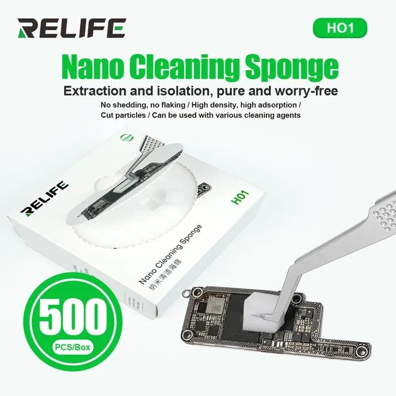 Relife 500PCS Pre-cut Nano ฟองน้ําทําความสะอาดไม่มีสารตกค้าง HO1 เมนบอร์ดโทรศัพท์มือถือ CHIP คีย์บอร