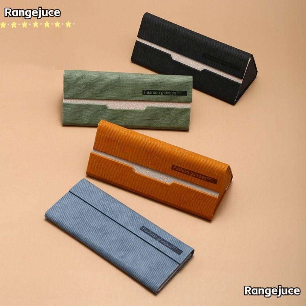 Rangejuce Sun Glasses , กล่องแว่นกันแดดสามเหลี่ยมหนัง PU แบบพับได้, แบบพกพา Simple ปิดอัตโนมัติ Anti-fall กล่องแว่นตาหญิง
