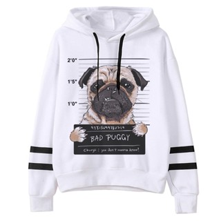 Pug เสื้อกันหนาว เสื้อวอร์ม มีฮู้ด สไตล์วินเทจ ฮาราจูกุ สําหรับผู้หญิง