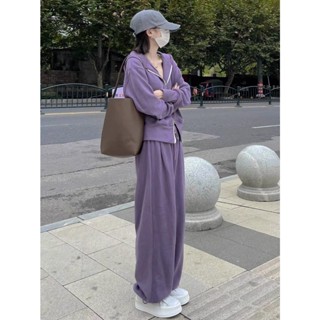 【Set Oversize】เสื้อคาร์ดิแกนกันหนาว แขนยาว มีฮู้ด ทรงหลวม พลัสไซซ์ ปรับได้ และกางเกงกีฬา แฟชั่นเกาหลี (40-130 กก.)
