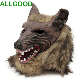 Allgoods หน้ากากยาง รูปหัวหมาป่า เหมือนจริง น่ากลัว สําหรับปาร์ตี้ฮาโลวีน ของขวัญเด็ก