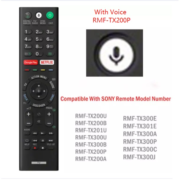 ใหม่ด้วยเสียง RMF-TX200P รีโมทคอนโทรลสําหรับ SONY LCD LED สมาร์ท TV Controller RMF-TX200A สําหรับ RM