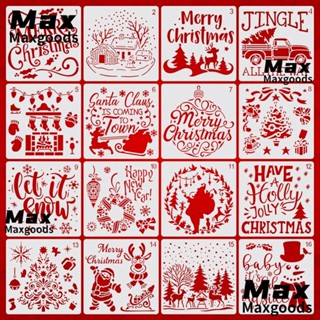 Maxg แม่แบบฉลุลายคริสต์มาส โปร่งแสง สีขาว 15X15 ซม. สําหรับวาดภาพ คริสต์มาส 16 ชิ้น