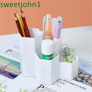 Sweetjohn กล่องพลาสติก 4 ช่อง สําหรับใส่ปากกา ดินสอ เครื่องสําอาง