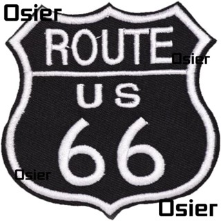 Osier1 แผ่นแพทช์ โพลีเอสเตอร์ ปักลาย US Route 66 Applique Shape US Route 66 Applique Patches 2.87*3.1 นิ้ว สําหรับผู้หญิง 20 ชิ้น