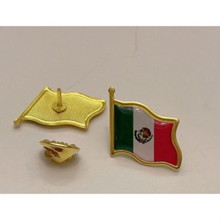 Mexican Flag Brooch for Clothes Drip Metal with Buckle 1LH3