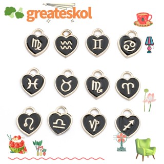 Greateskol จี้รูปหัวใจ 12 กลุ่มดาว สีดํา 0.5X0.47 นิ้ว สําหรับสร้อยคอ สร้อยข้อมือ ต่างหู งานฝีมือ 48 ชิ้น