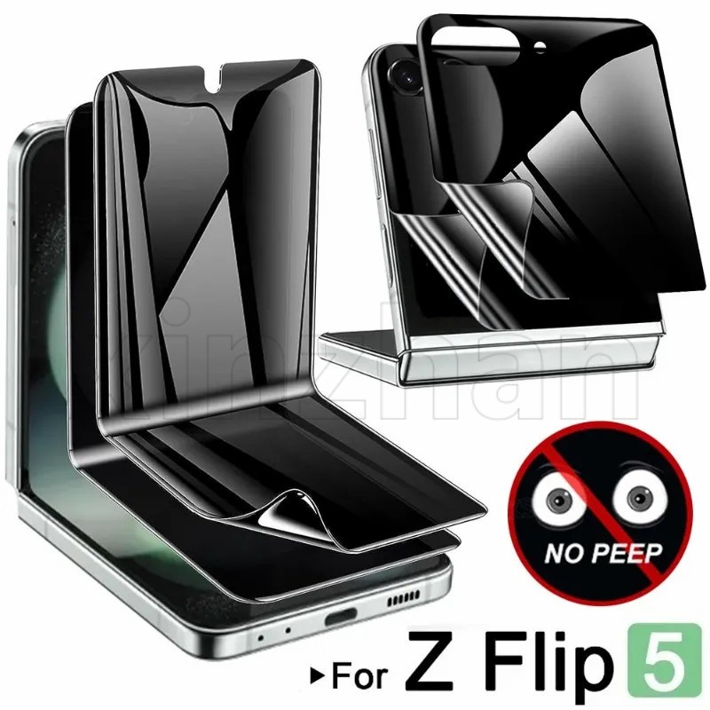 ฟิล์มไฮโดรเจลนิ่ม กันแอบมอง กันรอยหน้าจอ ด้านใน สําหรับ Z Filp5 5G Outer Screen Anti Peeping HD 2 ชิ้น Samsung Galaxy Z Flip 5
