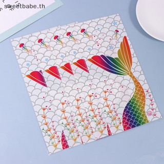 Sebabe ถุงของขวัญ ลายหางนางเงือก พร้อมสายผูก สําหรับใส่ขนมบิสกิต 50 ชิ้น