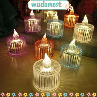 WISDOMEST ใหม่ เทียนทีไลท์ LED ไร้เปลวไฟ ใช้แบตเตอรี่ สําหรับตกแต่งวันวาเลนไทน์ 3 ชิ้น