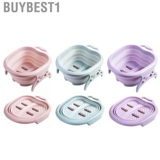 Buybest1 Folding Foot Tub PP PET Portable 4  Rollers Soaking Bath Basin for Home Travel