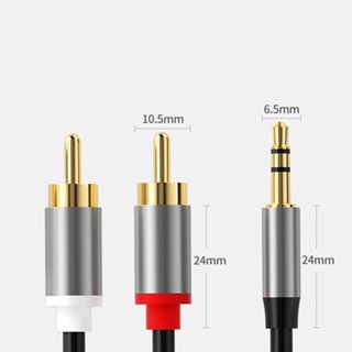 [mibum01eb] สายเคเบิลแยกเสียงสเตอริโอ RCA 3.5 มม. เป็นสายคู่ AUX สําหรับลําโพง