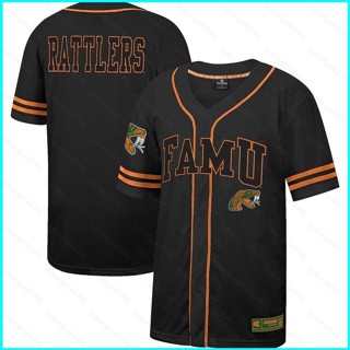 เสื้อคาร์ดิแกน เสื้อเบสบอล เสื้อกีฬา พลัสไซซ์ ลายการ์ตูน Florida A&amp;M Rattlers Jersey Button-Down