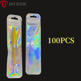 Myron กระเป๋าปากกาฟอยล์โฮโลแกรม น้ําหนักเบา 2.56 x9.45 นิ้ว 100 ชิ้น