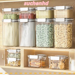 Suchenhd กล่องเก็บอาหาร พร้อมฝาปิด ทรงสี่เหลี่ยม กันชื้น วางซ้อนกันได้ ทนทาน สไตล์ญี่ปุ่น สําหรับตู้เย็น