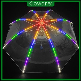 [Kloware1] ร่มกันฝน LED ด้ามจับยาว แบบพกพา สําหรับผู้ใหญ่ เดินเล่น แบกเป้ ปีนเขา กลางแจ้ง