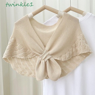 Twinkle1 ผ้าพันคอ ผ้าถัก ลําลอง สีพื้น สไตล์วินเทจ หรูหรา แฟชั่นสําหรับผู้หญิง