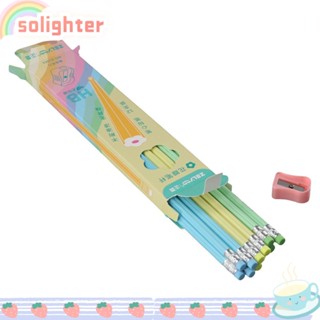 Solighter กบเหลาดินสอ พลาสติก สีฟ้า รูปดอกไม้น่ารัก ดินสอ ของขวัญปาร์ตี้ ตะกั่วนุ่ม สีเขียว สีเหลือง ไม่ซ้ําใคร สําหรับสํานักงาน