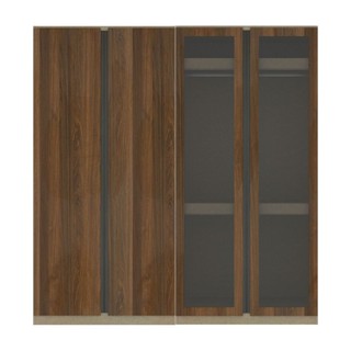 [กทม. 3-5 วัน ส่ง] Koncept furniture ตู้เสื้อผ้าบานเปิด รุ่น Blox สีไม้เข้ม (200x59x210 ซม.)