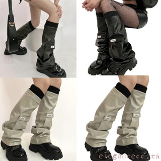 ถุงเท้าขายาว หนัง PU สไตล์โกธิค สําหรับเด็กผู้หญิง