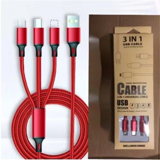 ใหม่ 3 In 1 สายชาร์จ Micro USB Type C หลายพอร์ต USB สายชาร์จ 1.2 เมตร