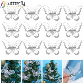 Buttterfly คลิปหนีบต้นไม้ รูปผีเสื้อ 8x7 ซม. สีขาว สําหรับตกแต่งบ้าน ต้นคริสต์มาส 12 ชิ้น