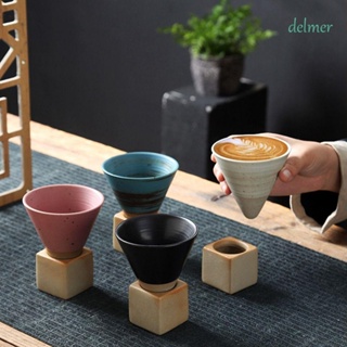 Delmer แก้วกาแฟเซรามิค รูปเครื่องปั้นดินเผา สไตล์ญี่ปุ่นย้อนยุค หรูหรา