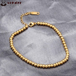 Wonder สร้อยข้อมือ กําไลข้อมือ ชุบทอง 18k จี้ลูกบอลนําโชค สีโรสโกลด์