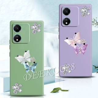 เคสโทรศัพท์มือถือ TPU แบบนิ่ม ลายการ์ตูนผีเสื้อน่ารัก 3D สีชมพู สําหรับ Honor X6a X5 Plus 90 Lite Pro 5G 4G X5+ HonorX6a