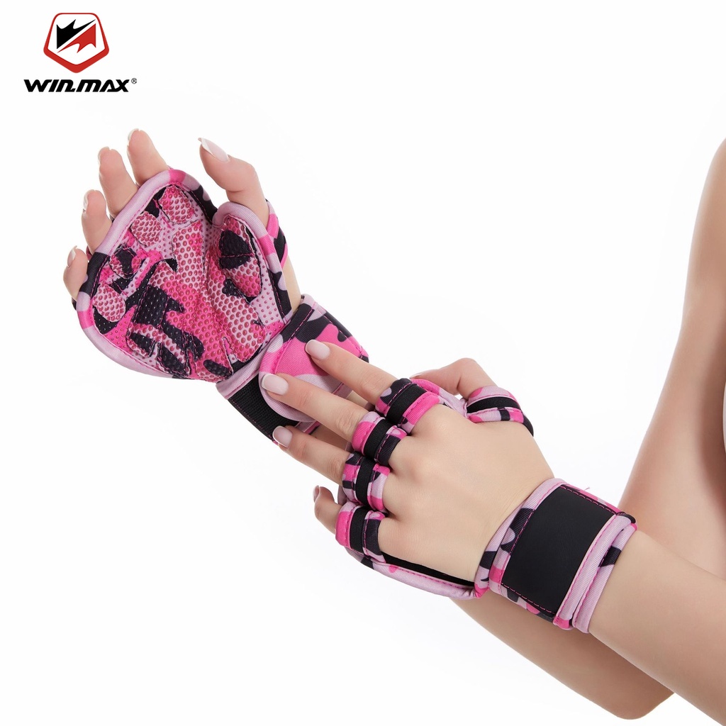 Winmax ถุงมือฟิตเนส สําหรับผู้ชาย ผู้หญิง พร้อมสายรัดข้อมือ ระบายอากาศ กันลื่น ยกน้ําหนัก ดึงข้อมือ กีฬา แข็งแรง
