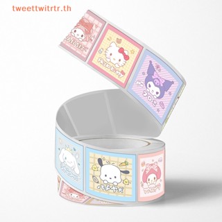 Trwitr สติกเกอร์เทปกาว ลายการ์ตูนอนิเมะ Sanrio Kawaii น่ารัก มีกาวในตัว สําหรับติดตกแต่ง 500 ชิ้น ต่อม้วน