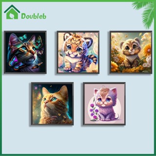 【Doub X ✮】ภาพวาดปักเพชร ทรงกลม ลายสัตว์ 5D DIY สําหรับตกแต่งบ้าน ✅ ✮