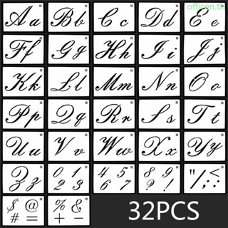 Cen แผ่นแม่แบบ ฉลุลายตัวอักษร ตัวเลข สัญลักษณ์ สําหรับตกแต่งสมุดภาพ 32 ชิ้น