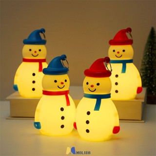 ตกแต่งคริสต์มาส LED Light-emitting Snowman เครื่องประดับคริสต์มาสเด็กของขวัญ Snowman ตุ๊กตา Night Light จี้ MOLISA