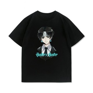 พิมพ์ลายHunter×Hunter อะนิเมะแขนสั้น Chrollo Lucilfer เสื้อยืดแขนสั้นผ้าฝ้ายพิมพ์ลายอินเทรนด์ unisex เสื้อยืด