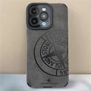 เคสโทรศัพท์มือถือหนังแกะ ซิลิโคนนิ่ม กันกระแทก ลายการ์ตูน Stone Island สําหรับ IPhone 11 12 13 14 Pro MAX Plus 11Pro 13Pro 7 8 Plus X XR XS MAX SE 2020