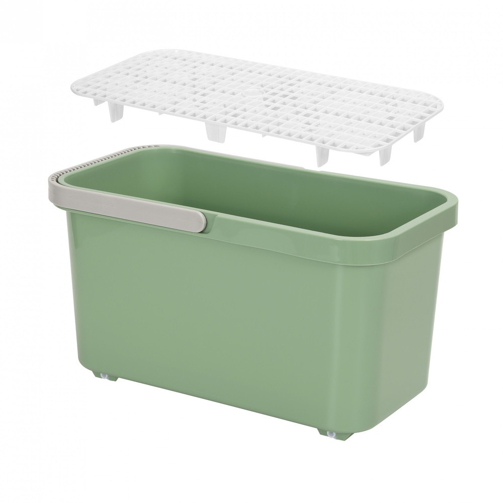 GlobalHouse Iclean ถังซักม็อบพร้อมตะแกรง มีล้อ 1JY02 ขนาด 24x45x25 ซม. (13L) สีเขียว สินค้าของแท้คุณภาพดี