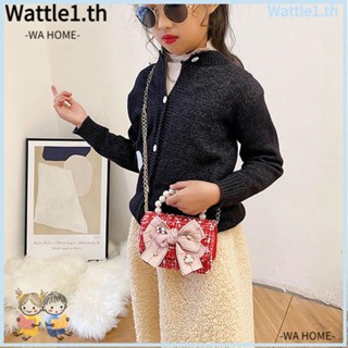 Wttle กระเป๋าสะพายไหล่ สะพายข้าง ขนาดเล็ก ประดับโบว์ ใส่เหรียญ แฟชั่นสําหรับเด็ก