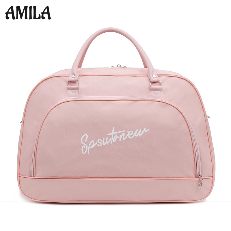 Amila กระเป๋าเดินทาง ลําลอง เรียบง่าย ความจุสูง จัดเก็บอุปกรณ์อาบน้ํา + เสื้อผ้า ทนต่อการสึกหรอ และกันน้ํา สําหรับการเดินทางระยะสั้น